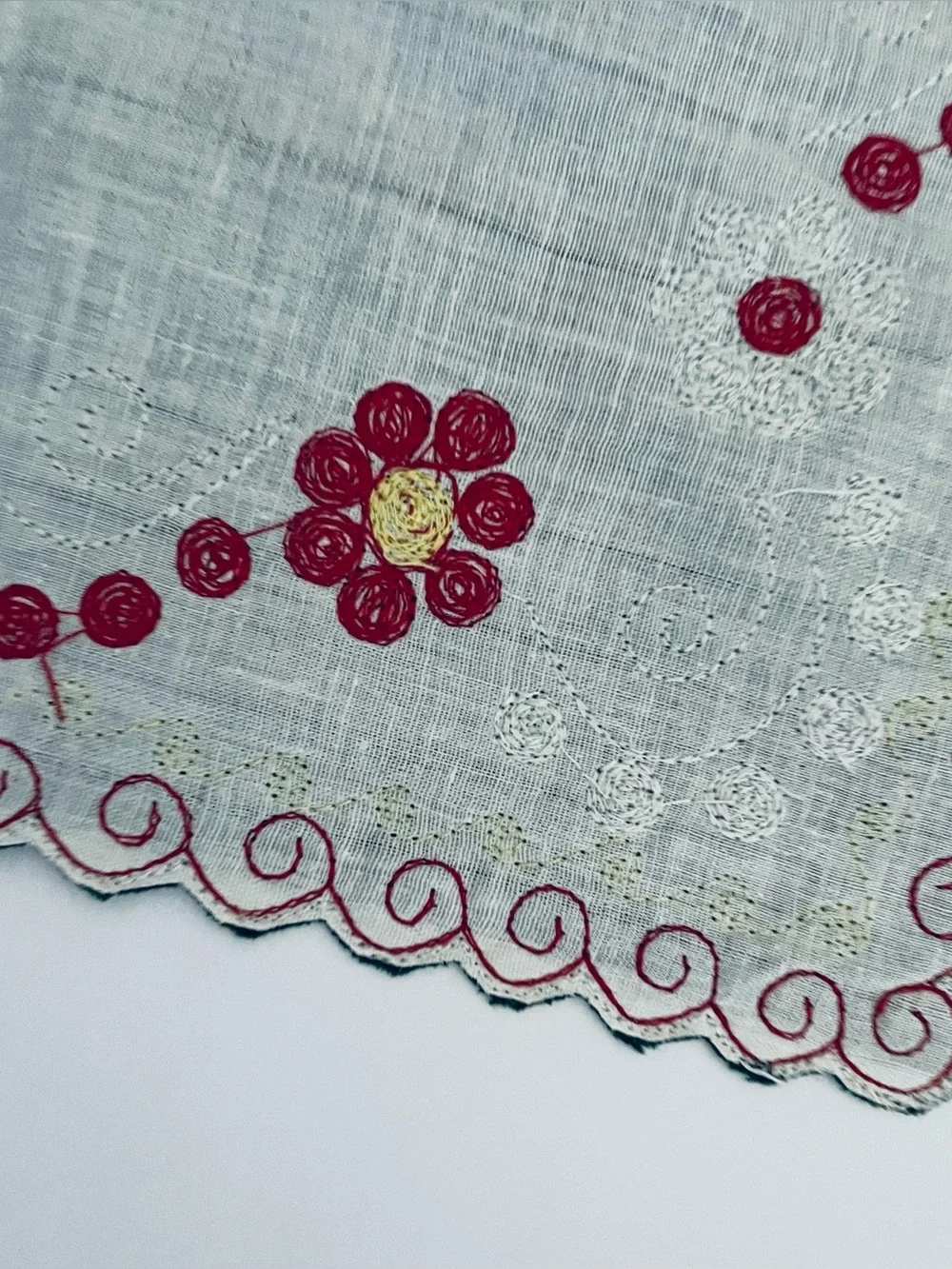 Vintage Mexican Boho multicolor embroidered floral placemat table top cover